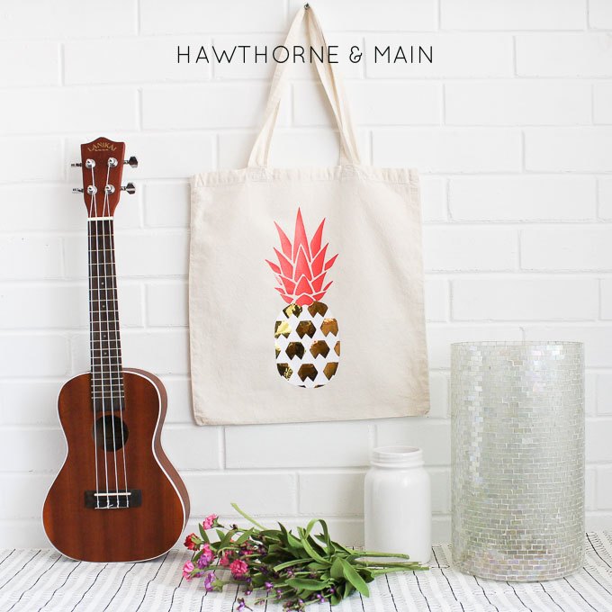 diy pineapple heat vinyl bag, crafts
