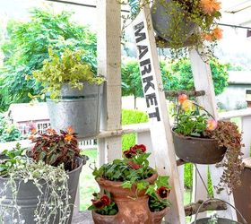 make a charming flower stand ladder with 2x4s and branches, container gardening, crafts, diy, flowers, gardening, how to, repurposing upcycling, woodworking projects