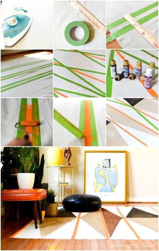 west elm inspired diy painted rug, flooring, how to, repurposing upcycling, reupholster