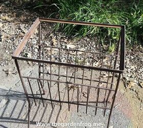 magazine rack saved from trash to become pretty side table, outdoor furniture, painted furniture, repurposing upcycling, rustic furniture