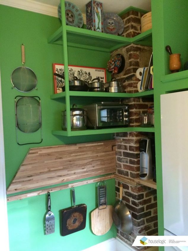fold down counter in a small kitchen, countertops, kitchen design, organizing, Image Lara Edge for HouseLogic com