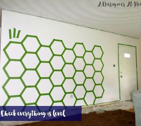 how to tape paint hexagon patterned wall, how to, paint colors, painting, wall decor, Taped Hexagons