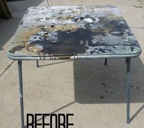 diy card table makeover, repurposing upcycling, reupholster