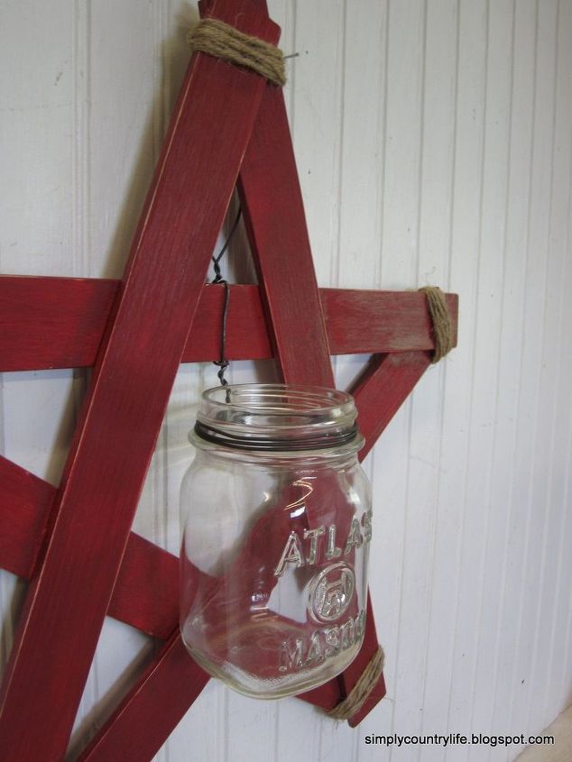 wood slat star mason jar wall vases, crafts, mason jars, repurposing upcycling, wall decor
