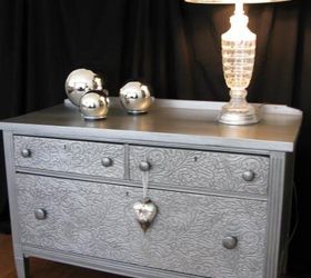 how to remove old veneer and use wallpaper to hide flaws, This chest had great bones