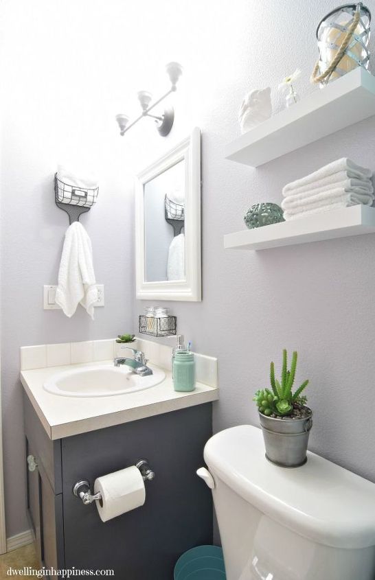 light bright guest bathroom reveal, bathroom ideas, diy, home decor, painting, small bathroom ideas