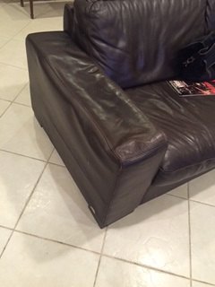 how to mask a dented sofa arm, dented arm of a very affordable and not terribly dsdy sofa