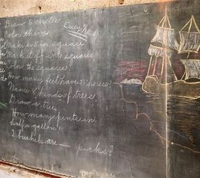 chalkboard paint yes or no, Old school room chalkboard Check out the written math problems D