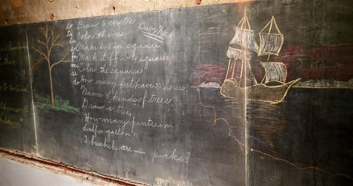 chalkboard paint yes or no, Old school room chalkboard Check out the written math problems D