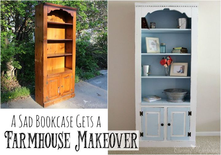 sad bookcase gets farmhouse makeover, chalk paint, painted furniture