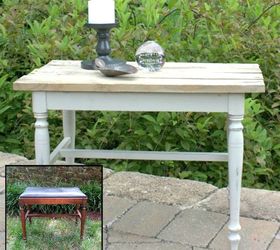 s 15 trash to treasure triumphs that will make you love industrial decor, painted furniture, repurposing upcycling, Vanity Bench to Fresh Side Table