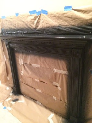 modern black mantle, fireplaces mantels, home decor, painting