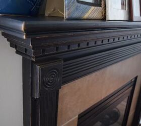 modern black mantle, fireplaces mantels, home decor, painting