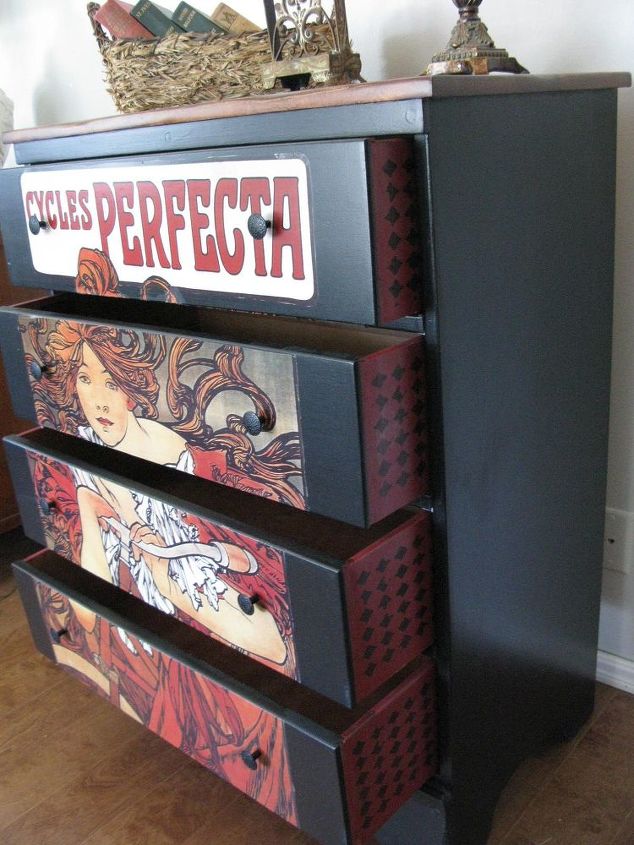 painted furniture with decoupodge poster, decoupage, painted furniture