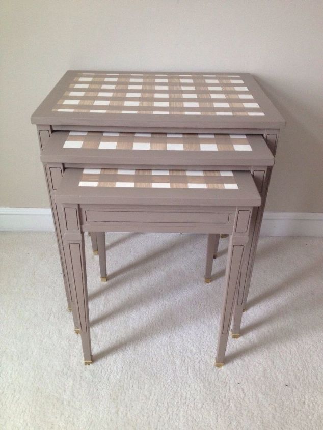 mcm nesting tables gingham style, painted furniture