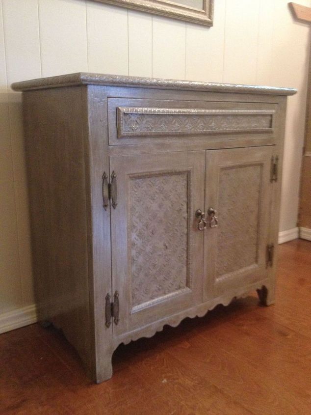 how to add decorative trim and raised stencil to furniture