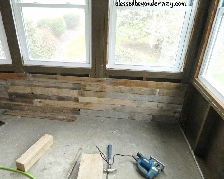 diy finished sun room with pallets and tin, diy, home improvement, pallet, repurposing upcycling, woodworking projects