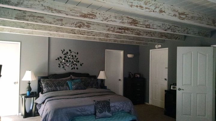 distressed wood master bedroom makeover, bedroom ideas, diy, home improvement, painting, wall decor, woodworking projects, Finished