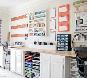 office and craft room reveal, craft rooms, home office, organizing, storage ideas, wall decor