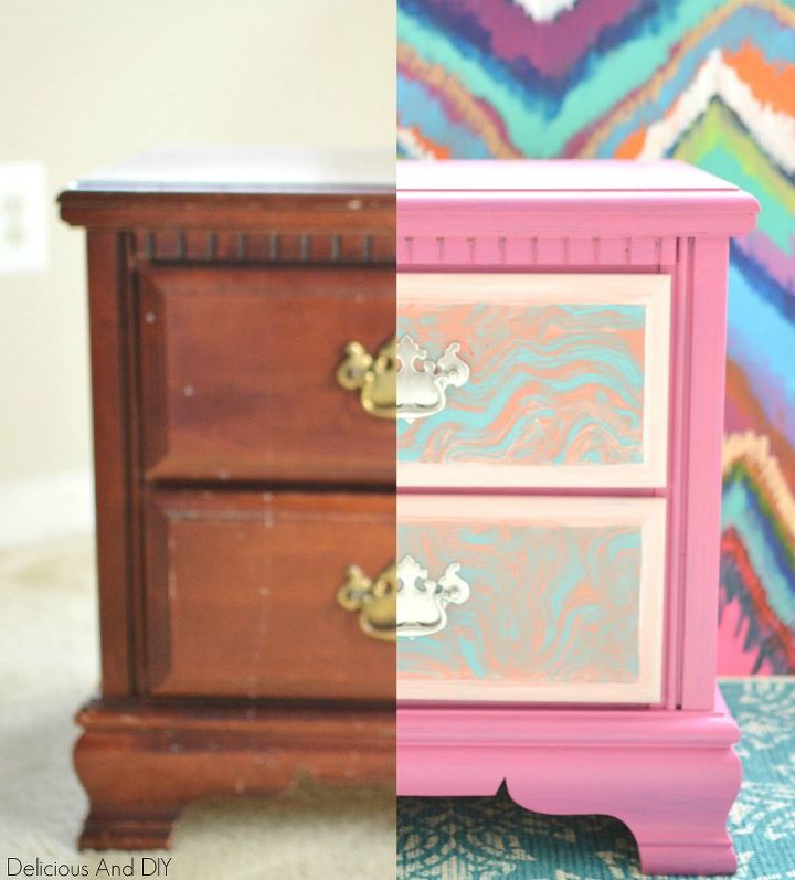 diy faux marble table makeover, painted furniture