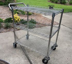 beverage cart made from a metal utility cart, Silver metal cart