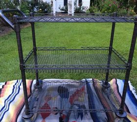 beverage cart made from a metal utility cart, After spray painting bronze