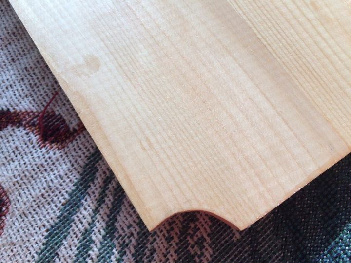 beverage cart made from a metal utility cart, Cut corners of the wooden shelves