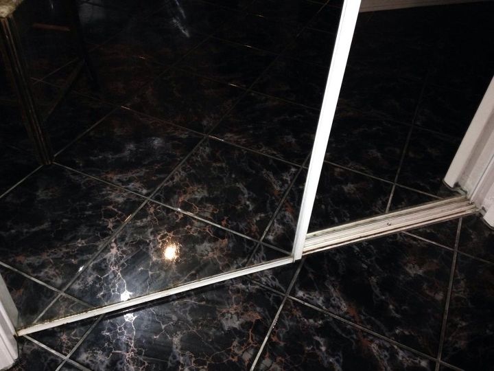 q replace old sliding doors to walk in closet, closet, doors, how to, Double mirrored doors in white metal frame that is getting rusty