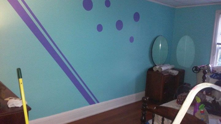 turquoise and purple tween room, bedroom ideas, painting, wall decor