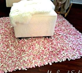 s 9 quick ways to get your dream rug on a shoestring, flooring, reupholster, Weave a Shag Rug From Fabric Scraps