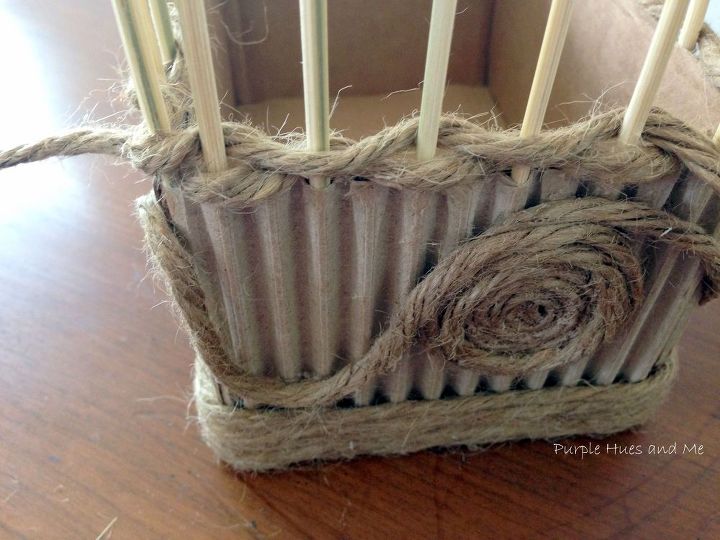corrugated cardboard and jute twine vase, crafts, repurposing upcycling