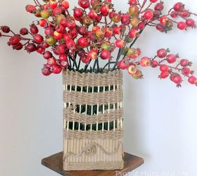Cardboard and jute twine vase