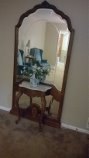 q anyone have any suggestions to enhance this mirror with table, home decor, painted furniture