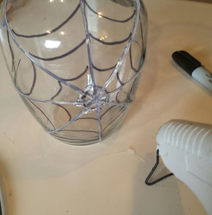 dollar store crafting spider web vase