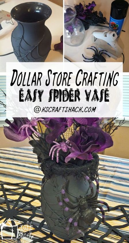 dollar store crafting spider web vase