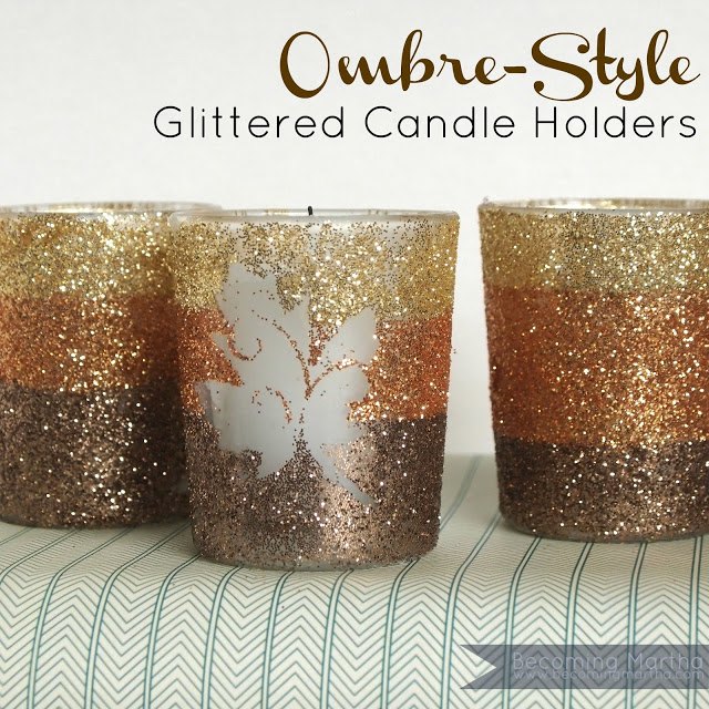 ombre glittered candle holders, crafts, seasonal holiday decor