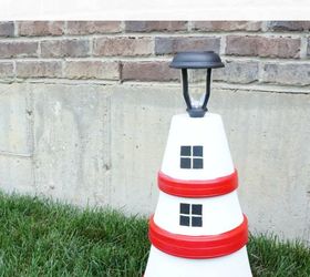 how to make clay pot lighthouses, crafts, repurposing upcycling