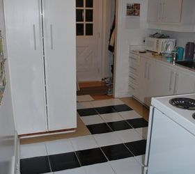 how to lay vinyl black and white flooring in stripes, diy, flooring, how to, kitchen design