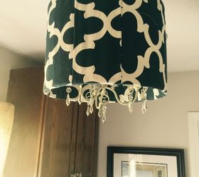 diy hanging lampshade chandelier, home decor, kitchen design, lighting, reupholster