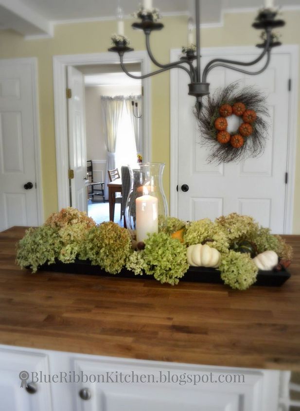 dried hydrangea fall centerpiece wreath, crafts, hydrangea, seasonal holiday decor, wreaths