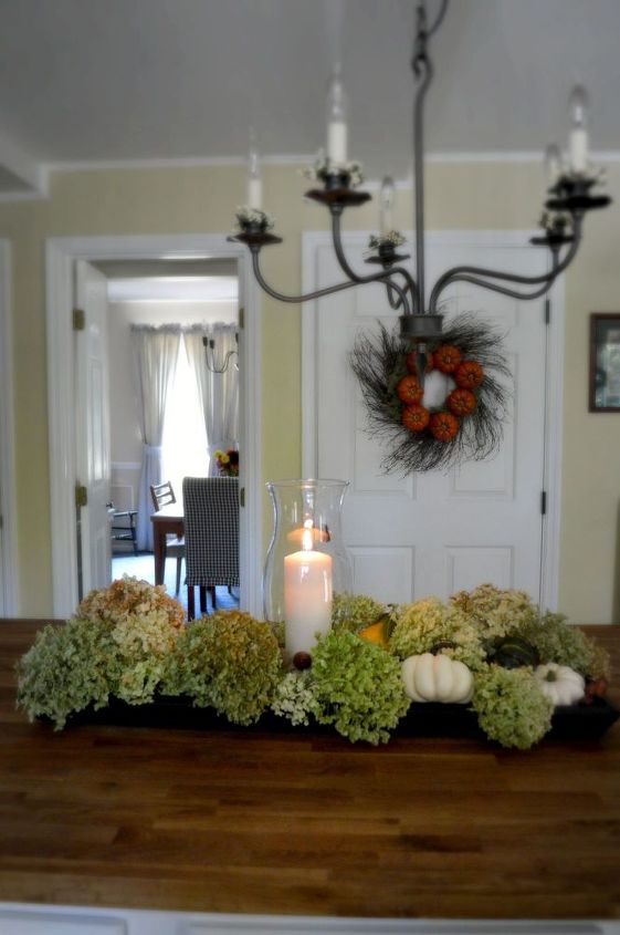 dried hydrangea fall centerpiece wreath, crafts, hydrangea, seasonal holiday decor, wreaths