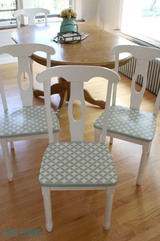 stenciled chair seats, chalk paint, painted furniture