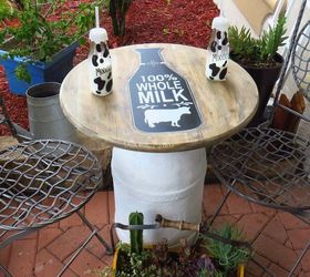 11 charming things you can do with an old milk can, Turn It Into a Patio Table