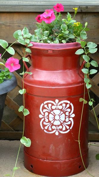 11 charming things you can do with an old milk can, Stencil It for the Perfect Planter