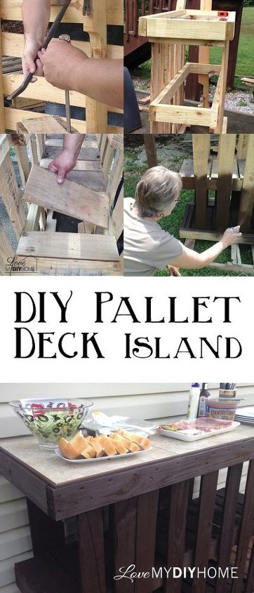 diy pallet deck island, decks, diy, pallet, repurposing upcycling, woodworking projects