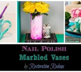 nail polish marbled vases, crafts