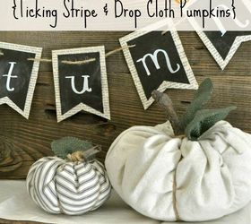 DIY Ticking Stripe & Drop Cloth Pumpkins {Easiest Fabric Pumpkins!}