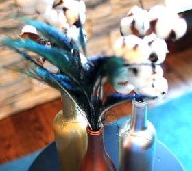 metallic wine bottle vases, crafts, repurposing upcycling, seasonal holiday decor