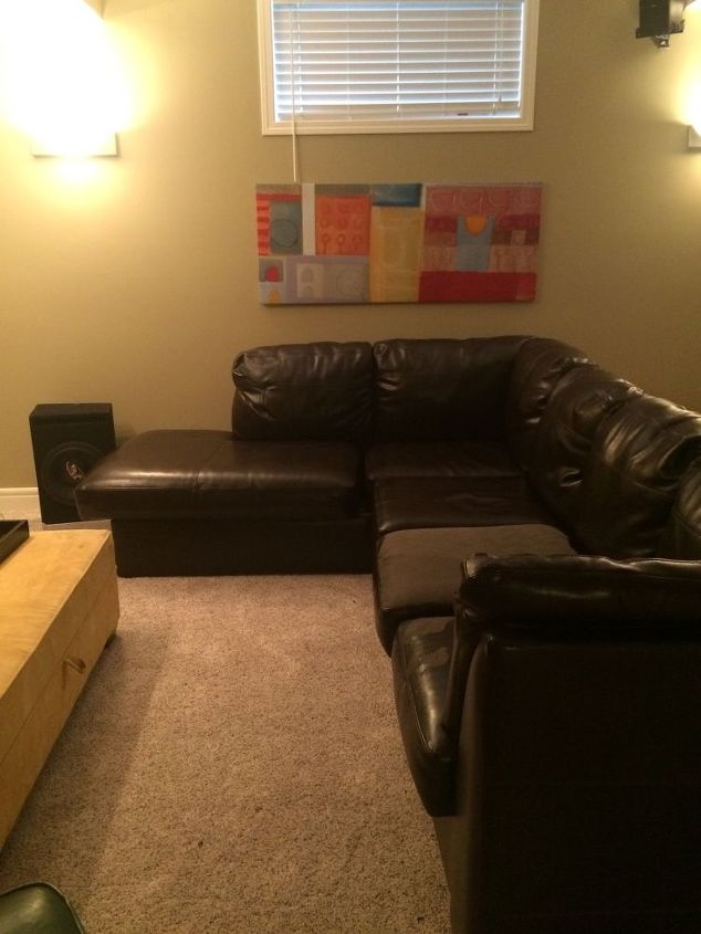 how to salvage bi cast leather couch, It s the perfect size and layout for my basement and it was hard to get in so hate to move it