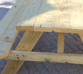 diy weathered wood picnic table, outdoor furniture, painted furniture